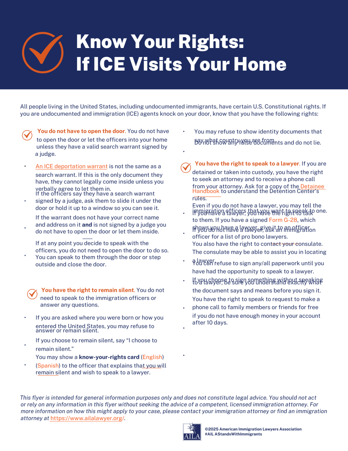 Know your Rights: If ICE Visits Your Home /    Conozca Sus Derechos: Si ICE Visita Su Hogar