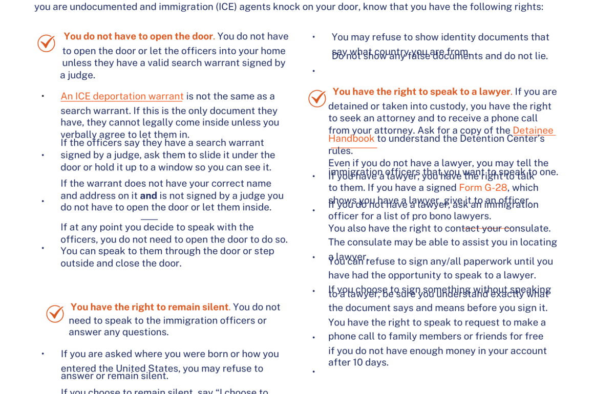 Know your Rights: If ICE Visits Your Home /    Conozca Sus Derechos: Si ICE Visita Su Hogar